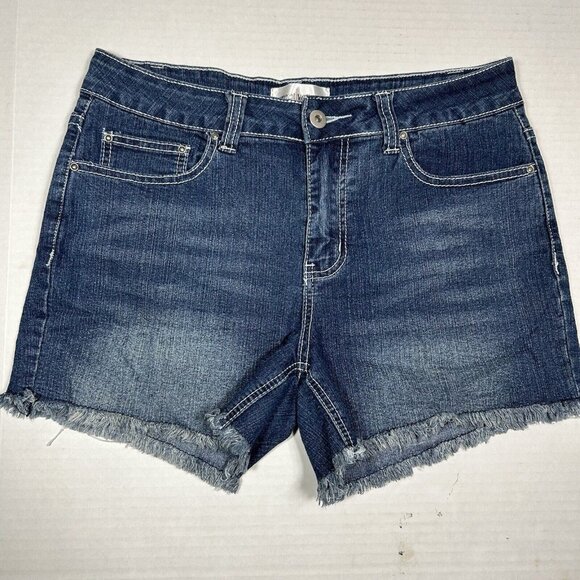 Creative Looks Jeans Denim Cutoff Shorts Women Size 8 Stretch Blue Dark Wash - Picture 1 of 3